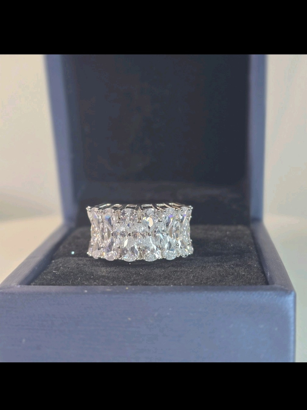 Italo Jewelry 5925 Wide Multi-Row Eternity Ring 925 Sterling Silver New Box
